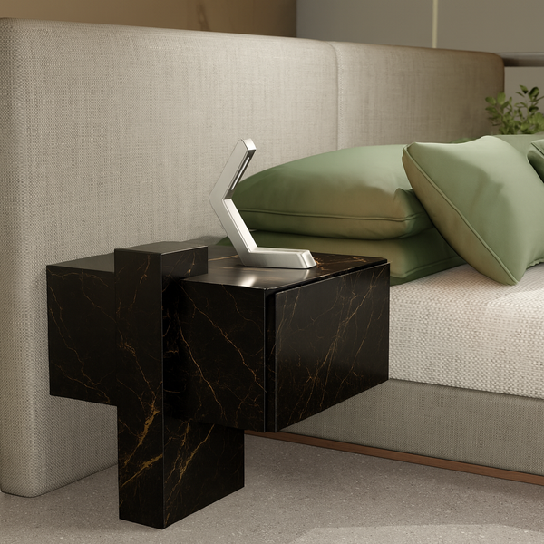 Silver Finish Handcrafted Oak Geometric LED Lamp