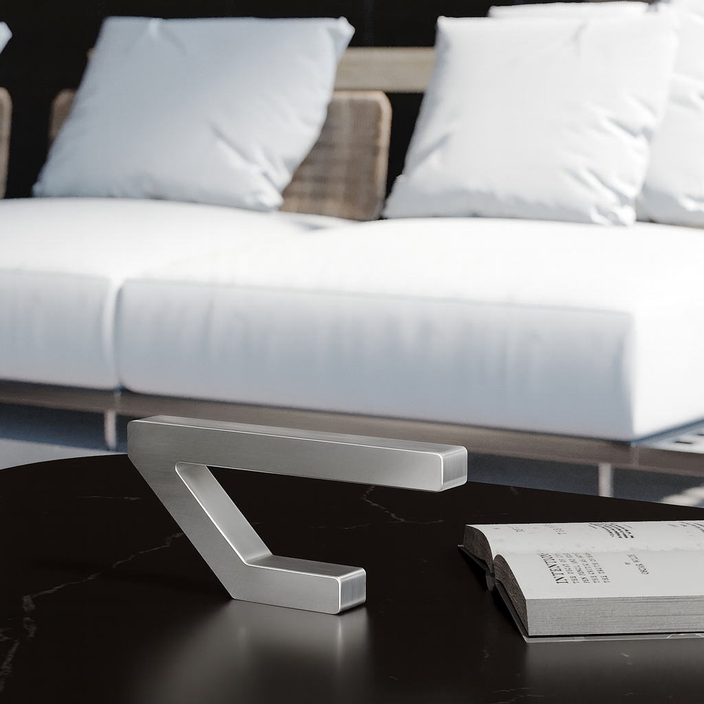 Silver Finish Handcrafted Oak Wooden Geometric Lamp