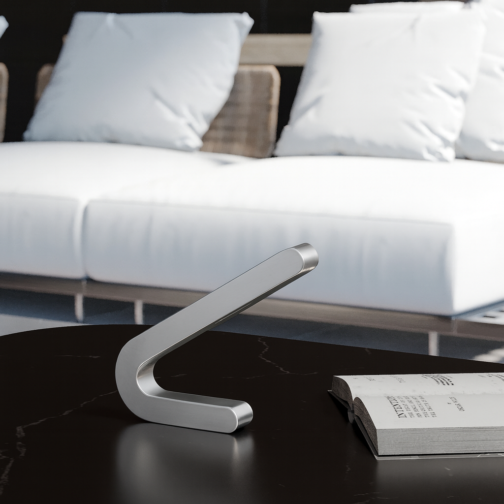 Silver Finish Handcrafted Oak Angled Wooden Lamp