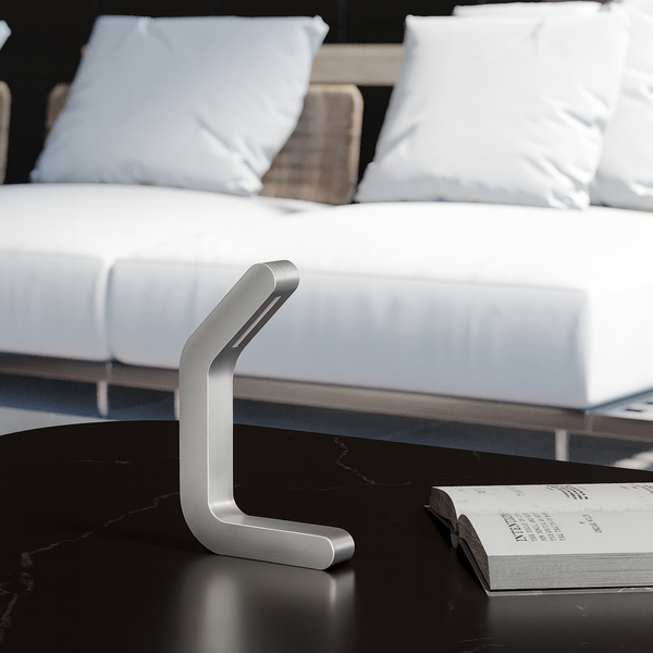 Silver Finish Handcrafted Oak Curved Wooden LED Lamp