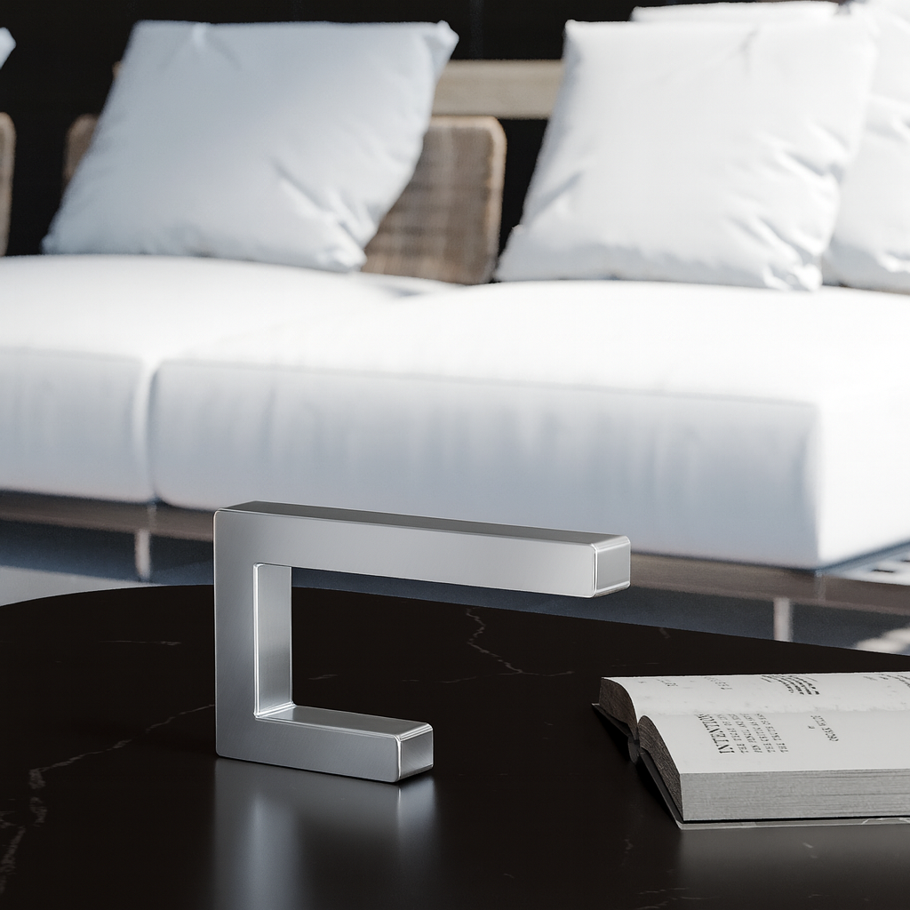 Silver Finish Handcrafted Oak C-Shaped Wooden Lamp