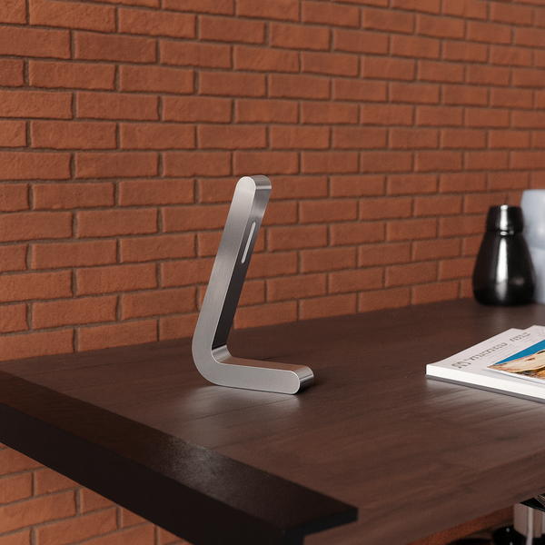 Silver Finish Oak Handcrafted L-Shaped Wooden Lamp