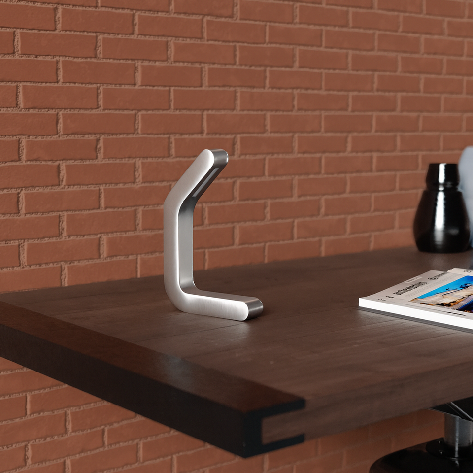 Silver Finish Handcrafted Oak Curved Wooden LED Lamp