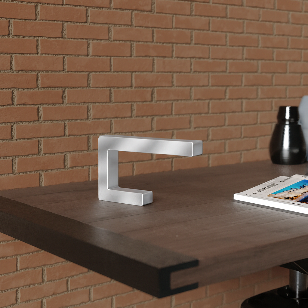 Silver Finish Handcrafted Oak C-Shaped Wooden Lamp