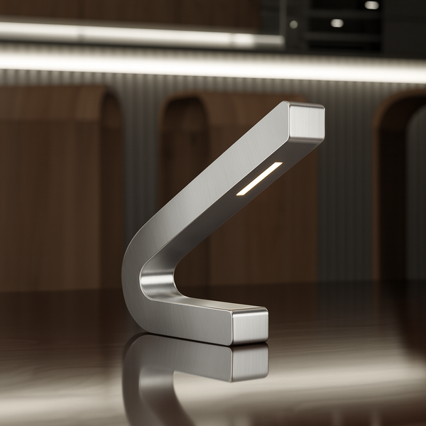 Silver Finish Handcrafted Oak Curved LED Lamp