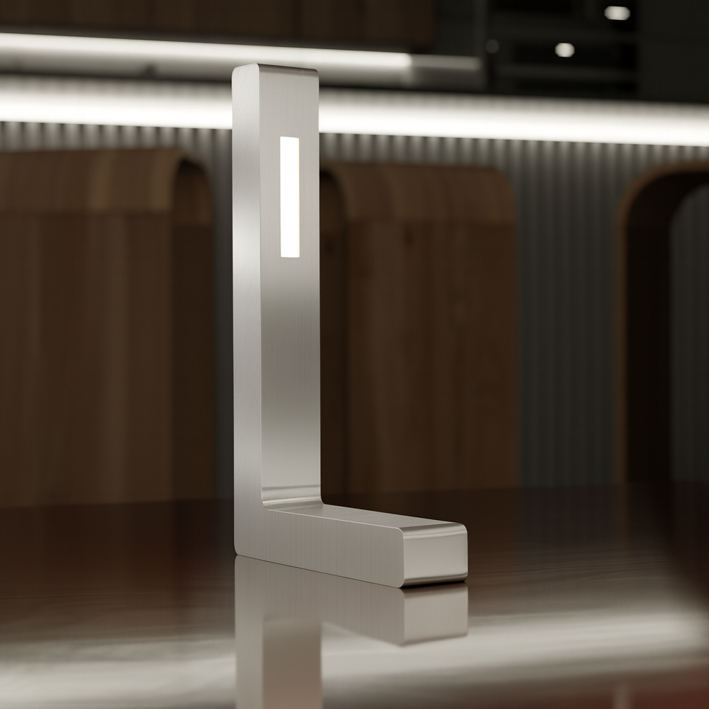 Silver Finish Oak L-Shaped Contemporary Wooden Lamp