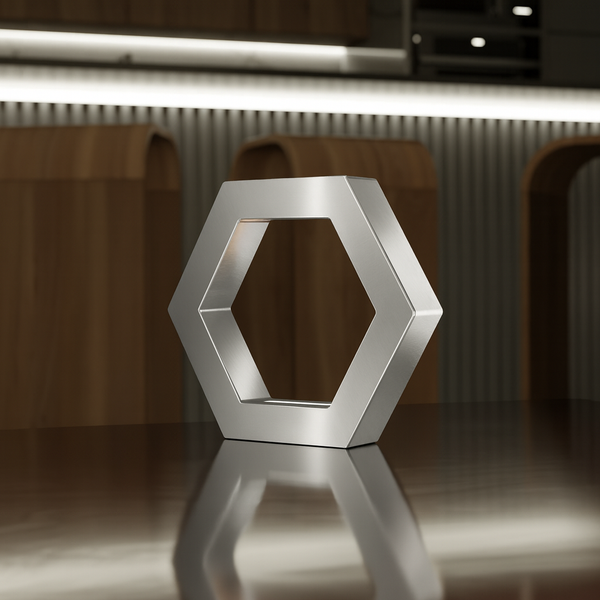 Silver Finish Handcrafted Oak Rotatable Hexagon Lamp