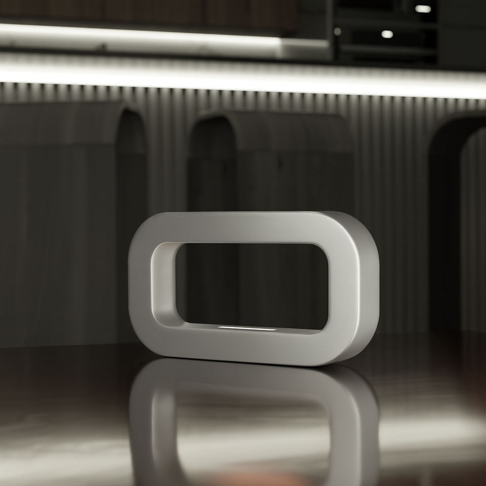 Silver Finish Handcrafted Oak Rotatable Rectangular Wooden Lamp