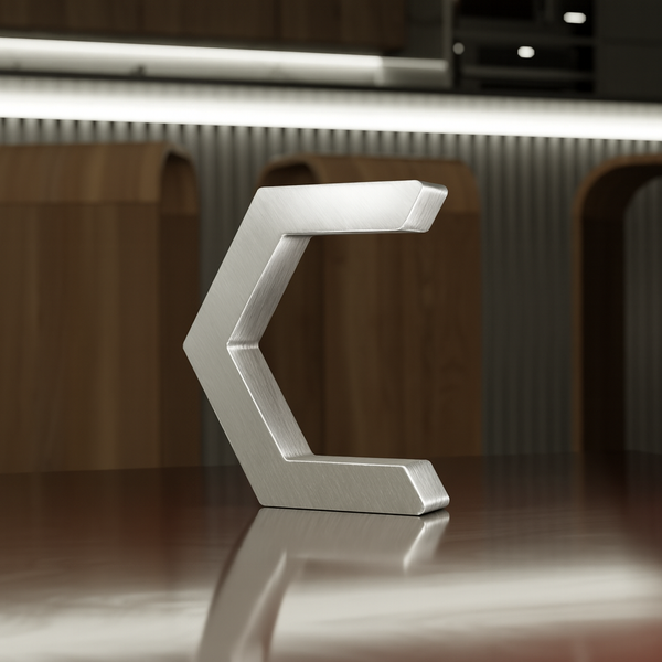 Silver Finish Handcrafted Oak Rotatable C-Shaped Design Lamp