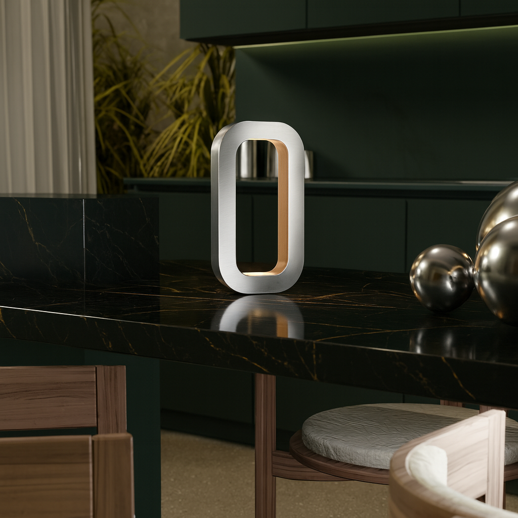 Silver Finish Handcrafted Wooden Oak Rotatable Oval Lamp