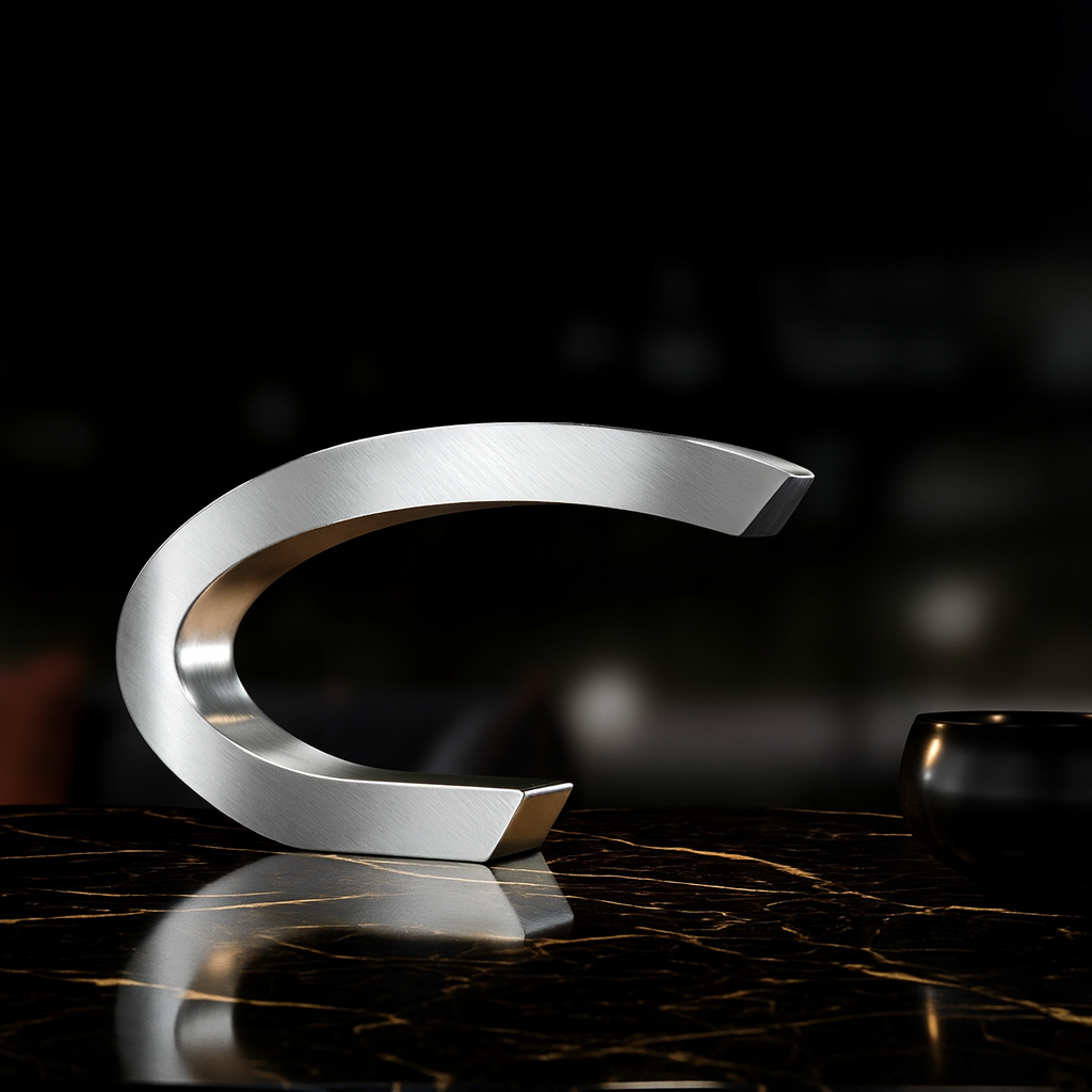 Silver Finish Oak C-shaped Curved Wood Lamp