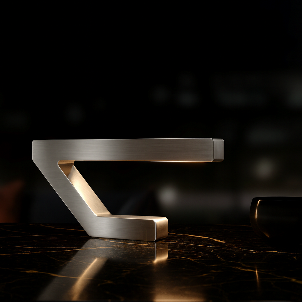 Silver Finish Handcrafted Oak Wooden Geometric Lamp