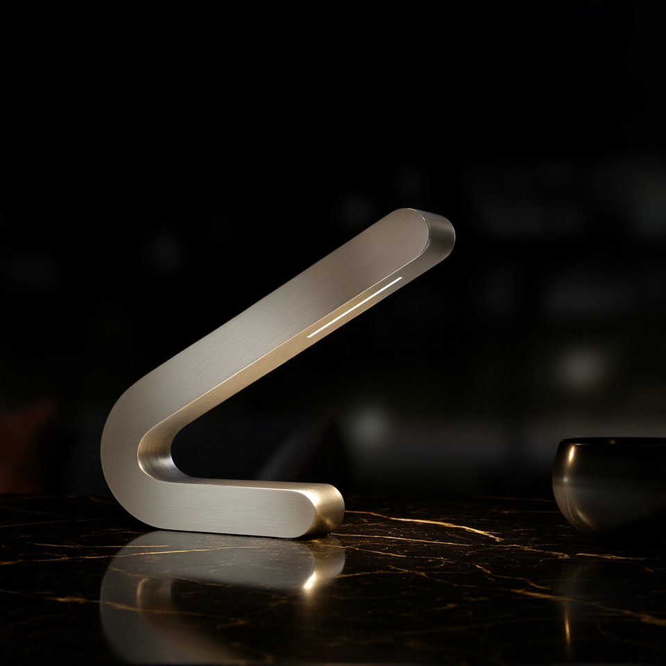 Silver Finish Handcrafted Oak Angled Wooden Lamp