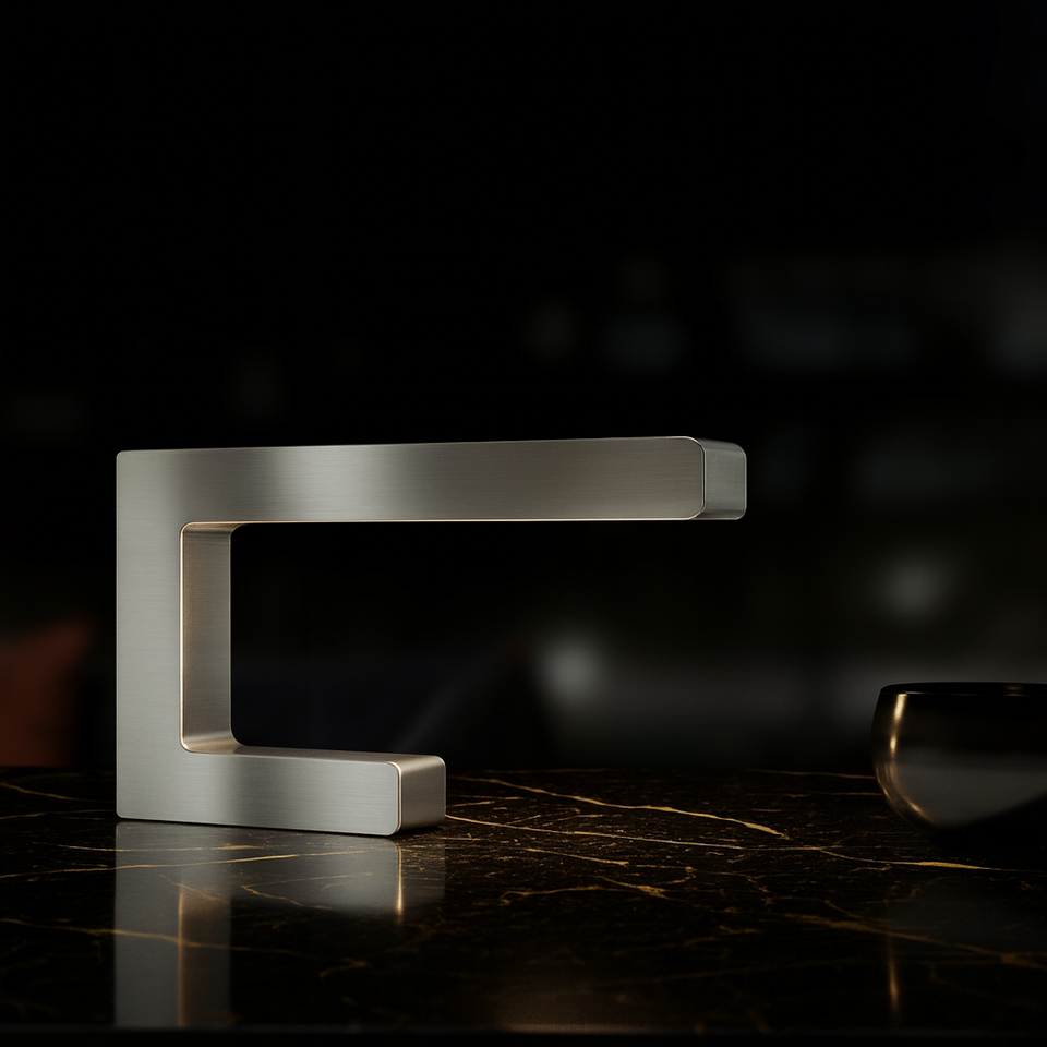 Silver Finish Handcrafted Oak C-Shaped Wooden Lamp