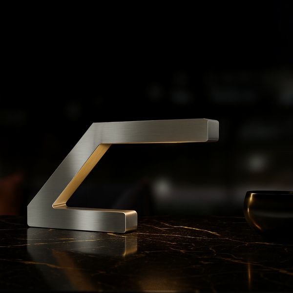 Silver Finish Handcrafted Oak Z-Shaped Lamp