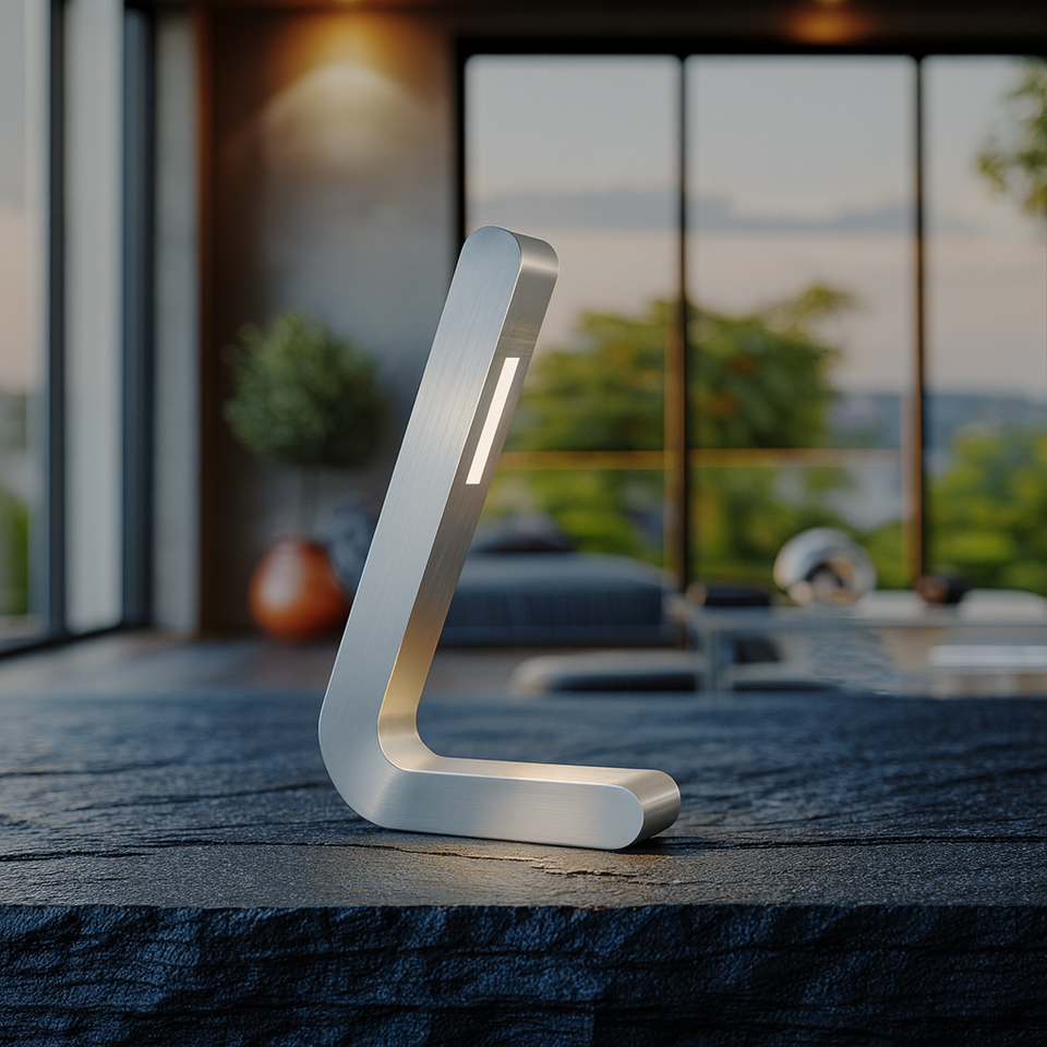 Silver Finish Oak Handcrafted L-Shaped Wooden Lamp