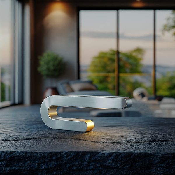 Silver Finish Handcrafted Oak U-Shape Curved Lamp