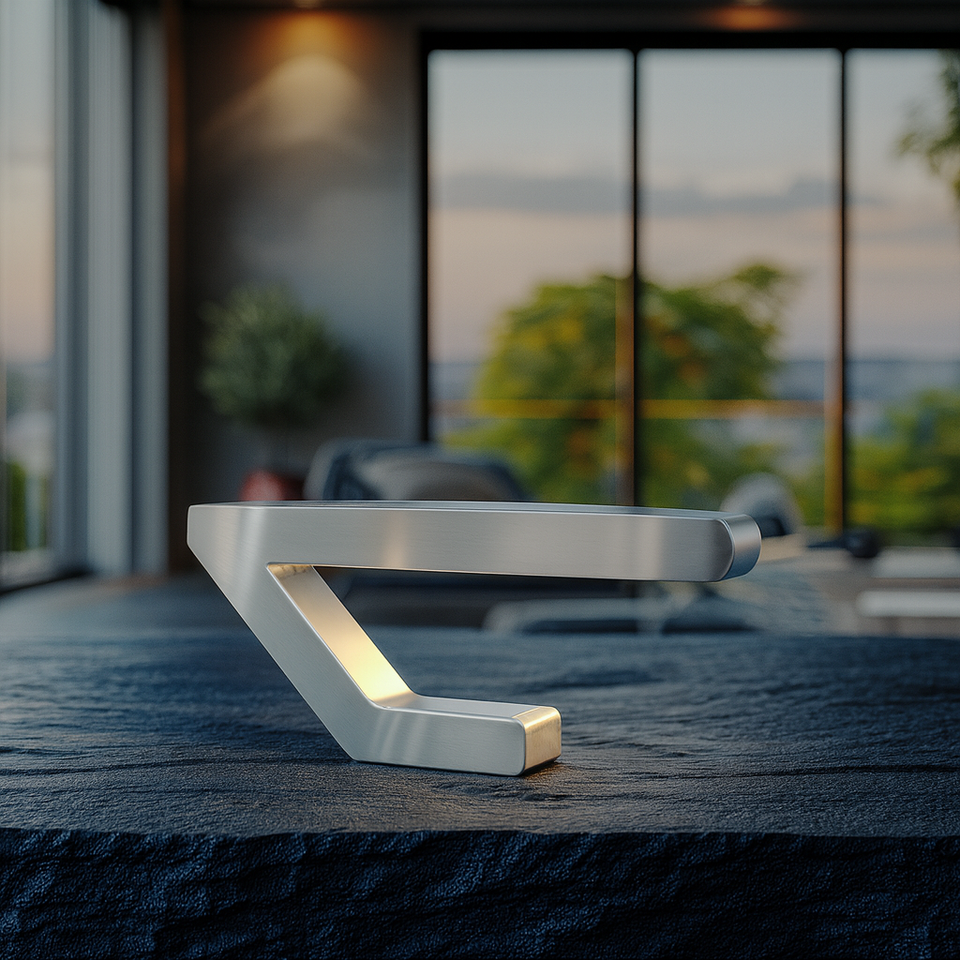 Silver Finish Handcrafted Oak Wooden Geometric Lamp