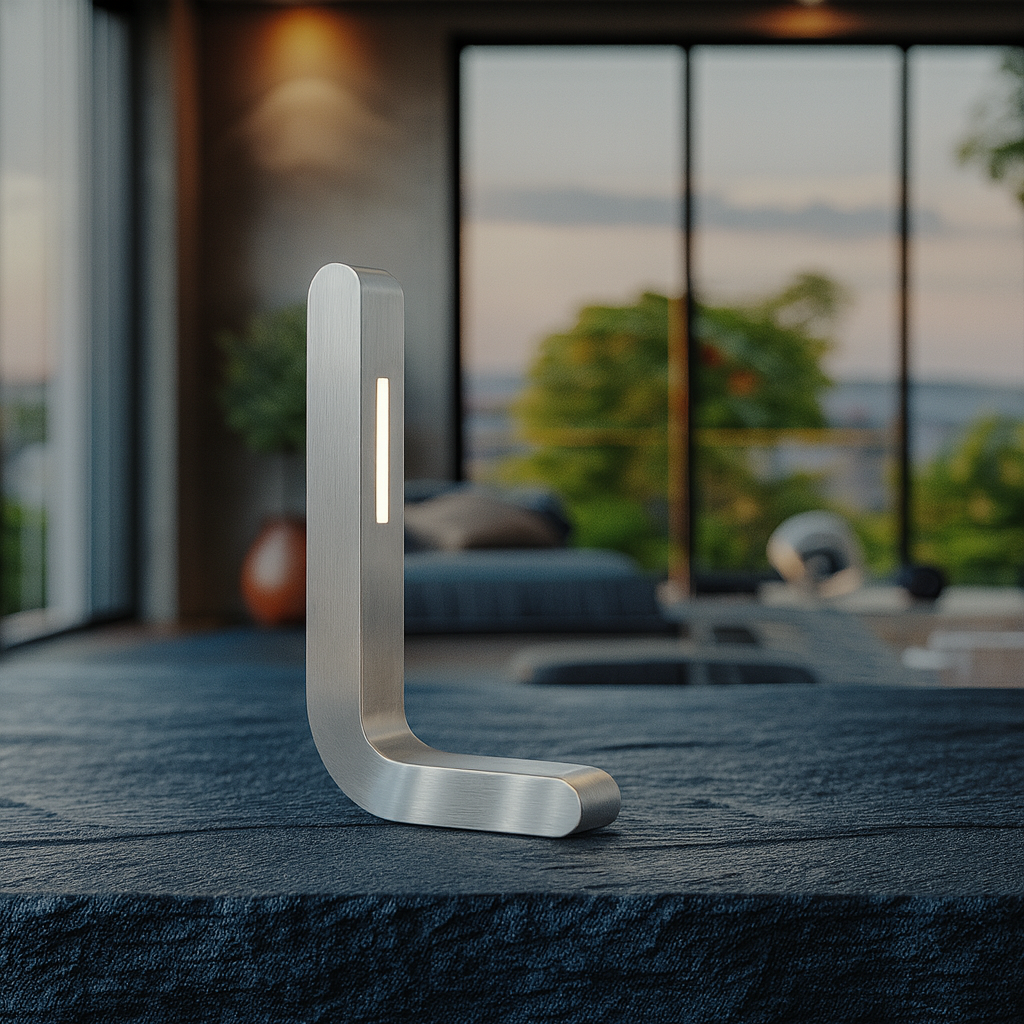 Silver Finish Handcrafted Oak L-Shaped Wooden LED Lamp