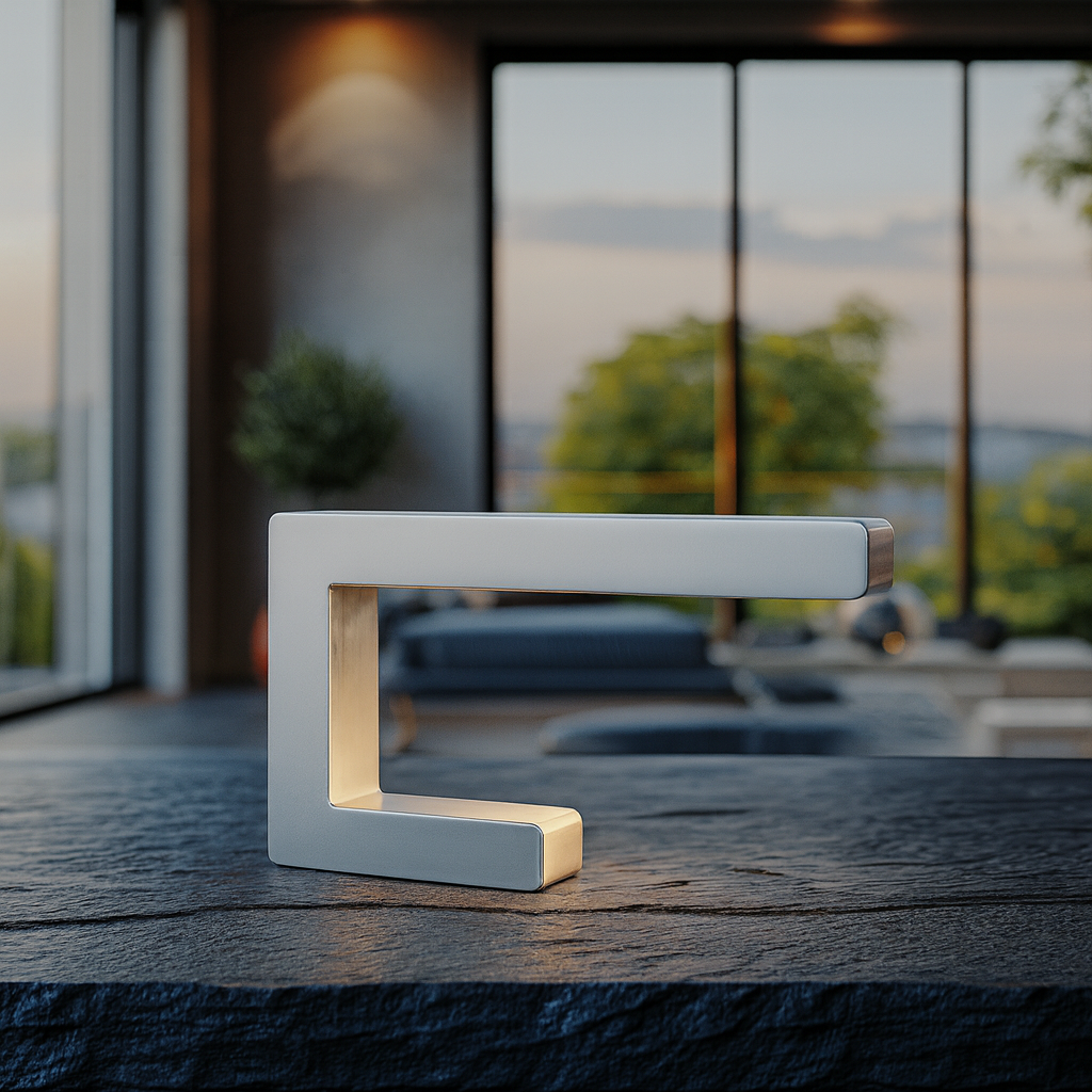 Silver Finish Handcrafted Oak C-Shaped Wooden Lamp