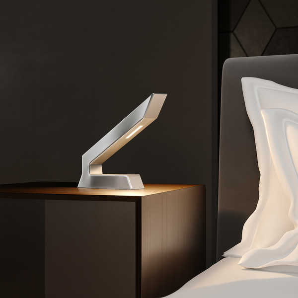 Silver Finish Handcrafted Oak Angular Wooden Lamp