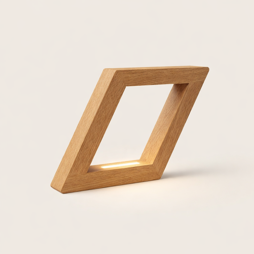 Handcrafted Oak Rotatable Square Wooden LED Desk Lamp