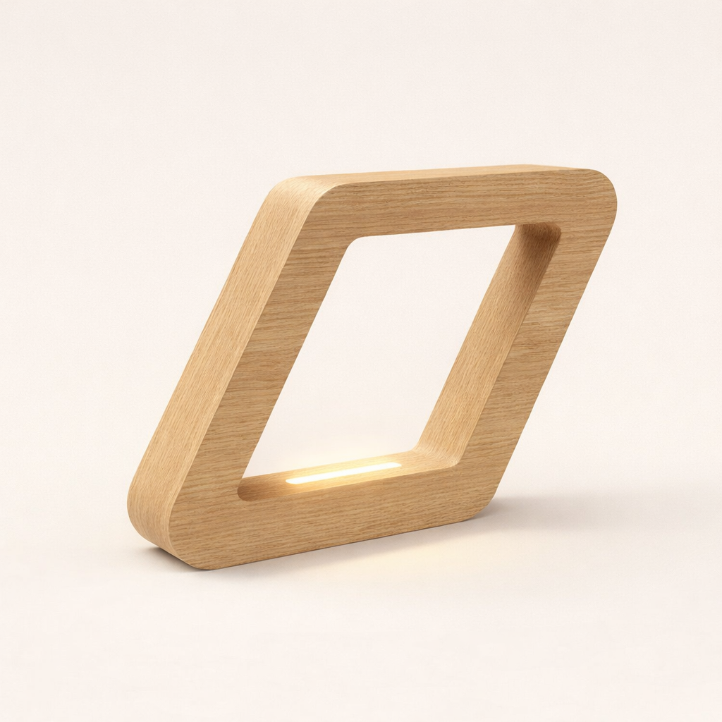 Handcrafted Oak Rotatable Square Wooden LED Lamp