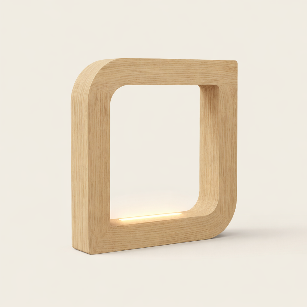 Handcrafted Oak Rotatable Square Wooden LED Lamp