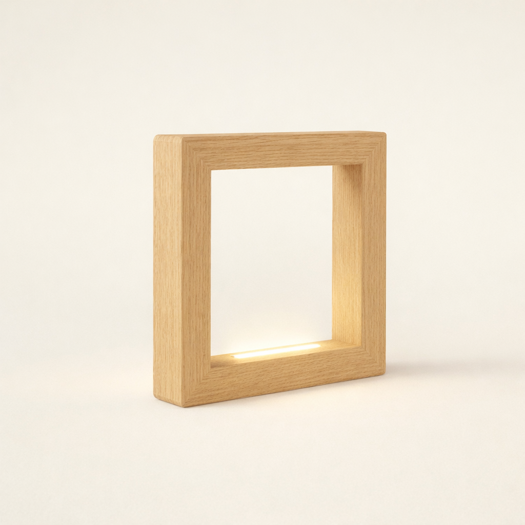 Handcrafted Oak Rotatable  Square Wooden LED Desk Lamp