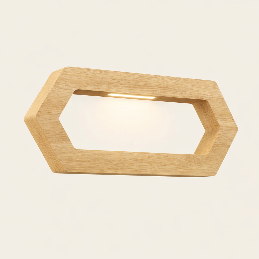 Handcrafted Oak Rotatable Hexagon LED Lamp