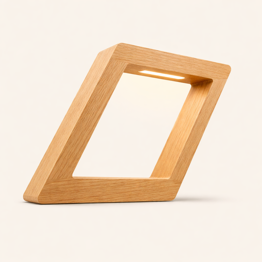 Handcrafted Oak Rotatable Square Wooden LED Desk Lamp