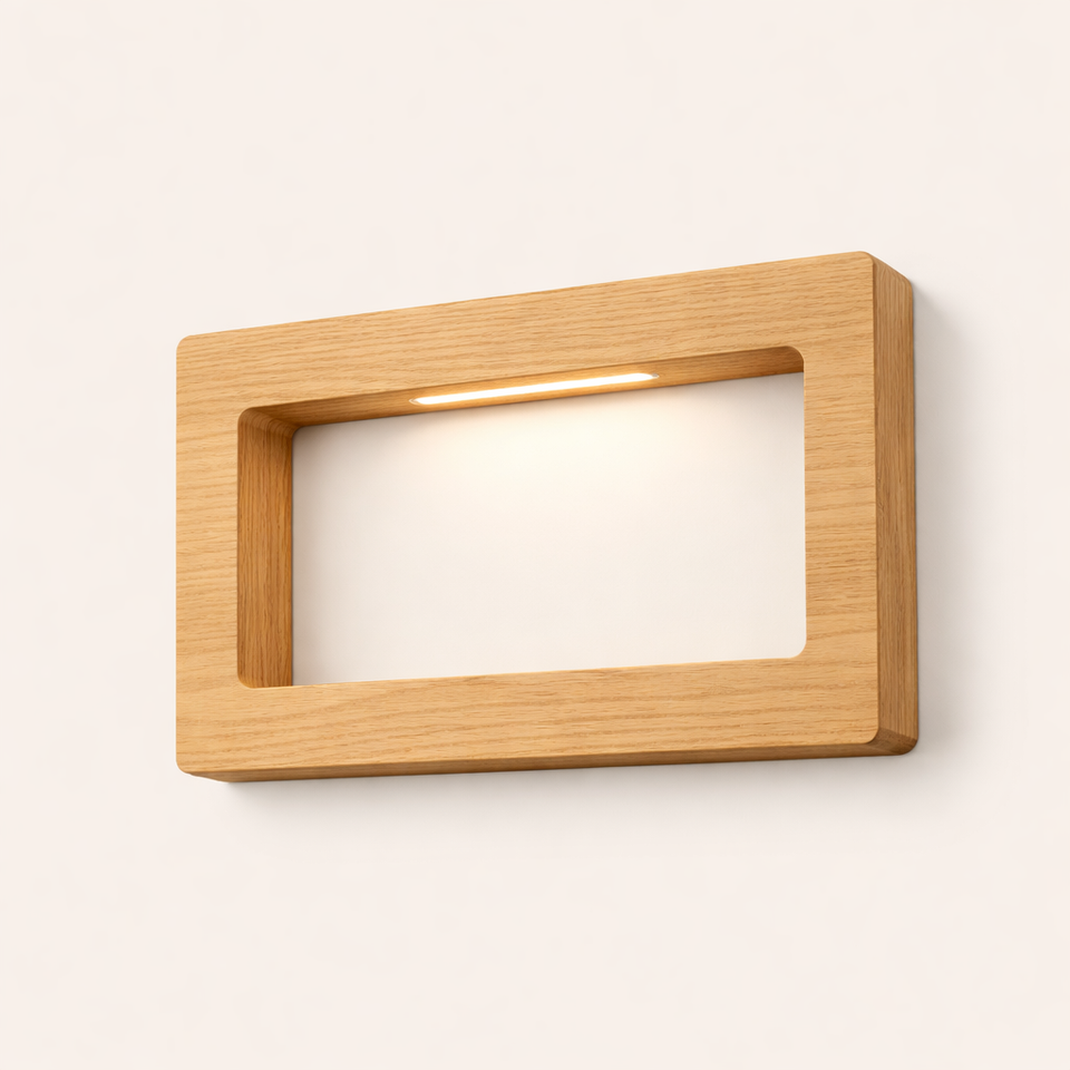 Handcrafted Oak Rotatable Rectangular Wooden LED Lamp