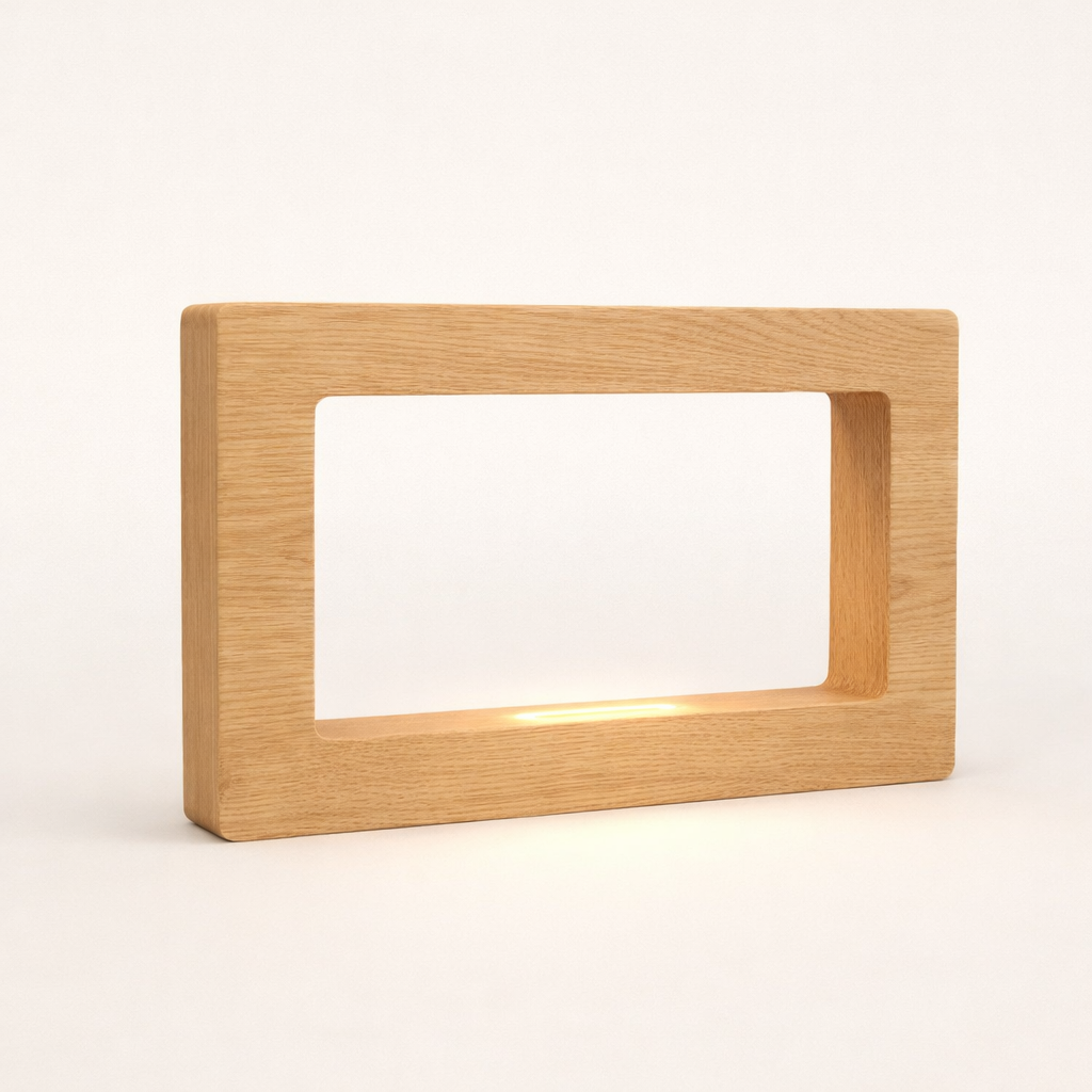 Handcrafted Oak Rotatable Rectangular Wooden LED Lamp