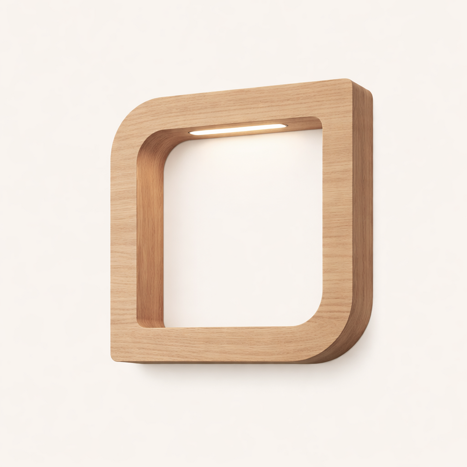 Handcrafted Oak Rotatable Square Wooden LED Lamp
