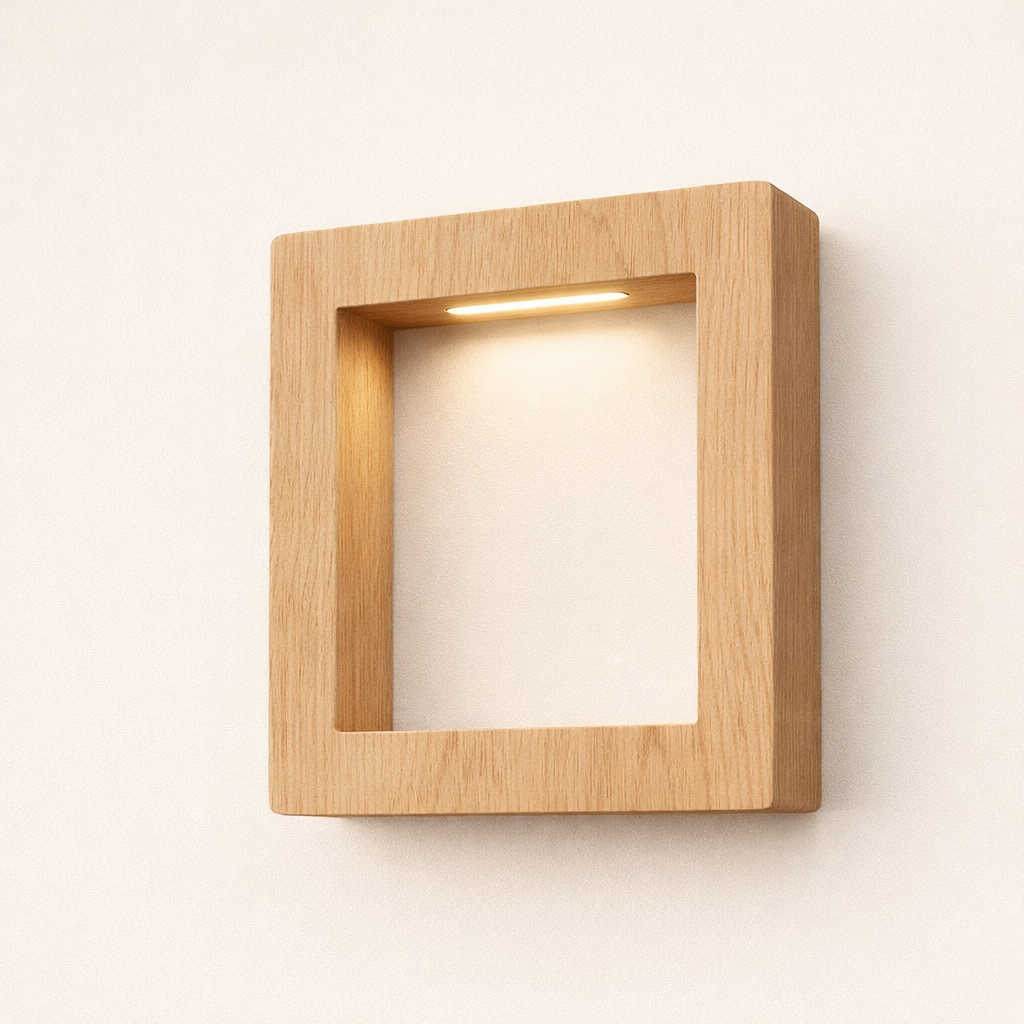 Handcrafted Oak Rotatable  Square Wooden LED Desk Lamp