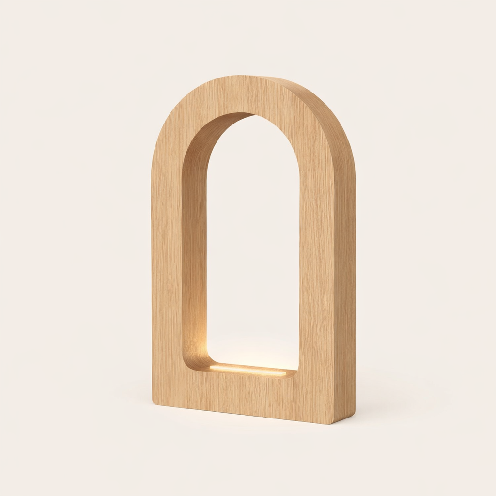 Handcrafted Oak U-Shape Curved Desk Lamp