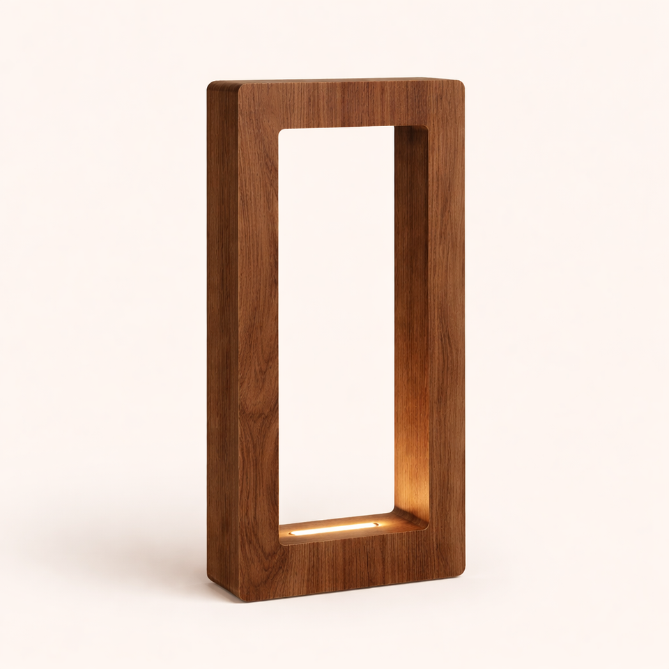 Handcrafted Walnut Rotatable Rectangular Wooden LED Lamp