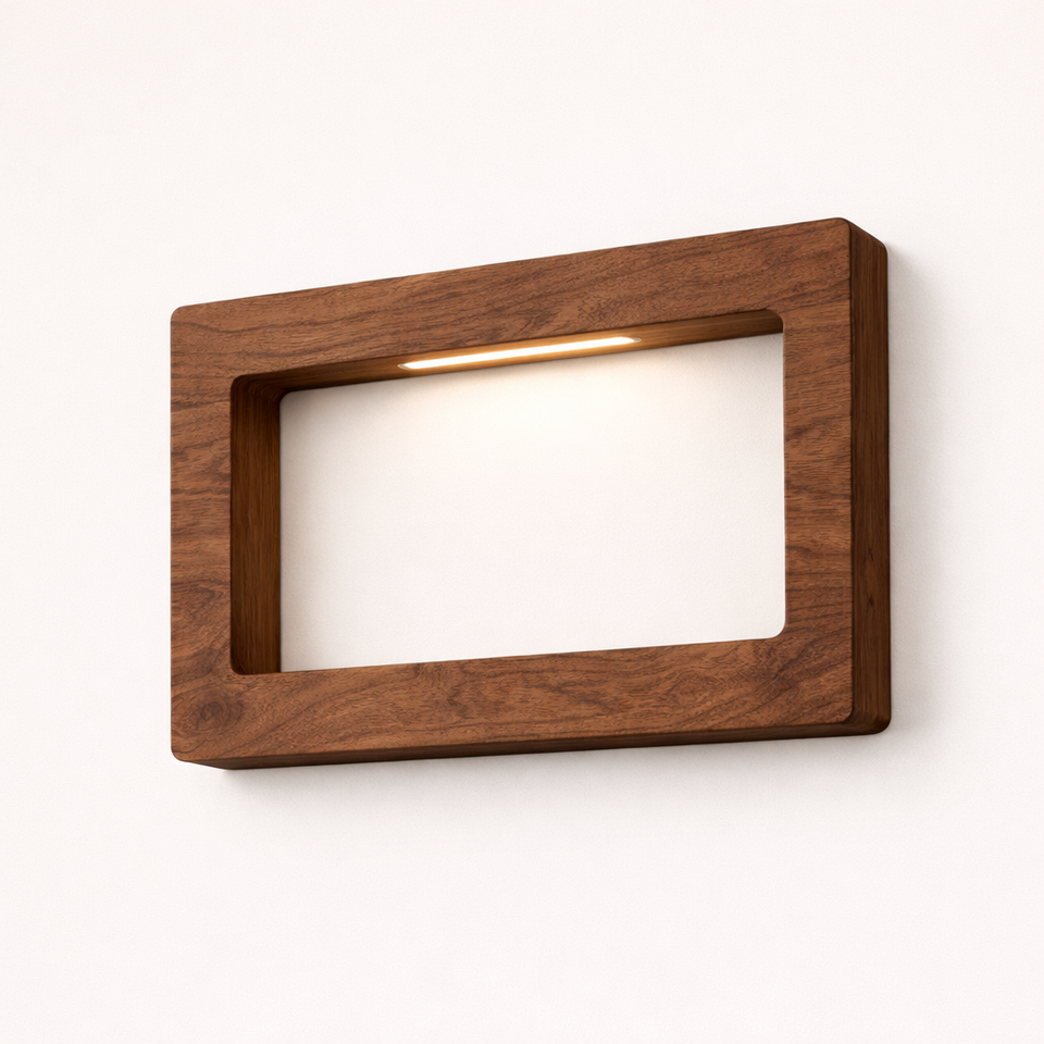 Handcrafted Walnut Rotatable Rectangular Wooden LED Lamp