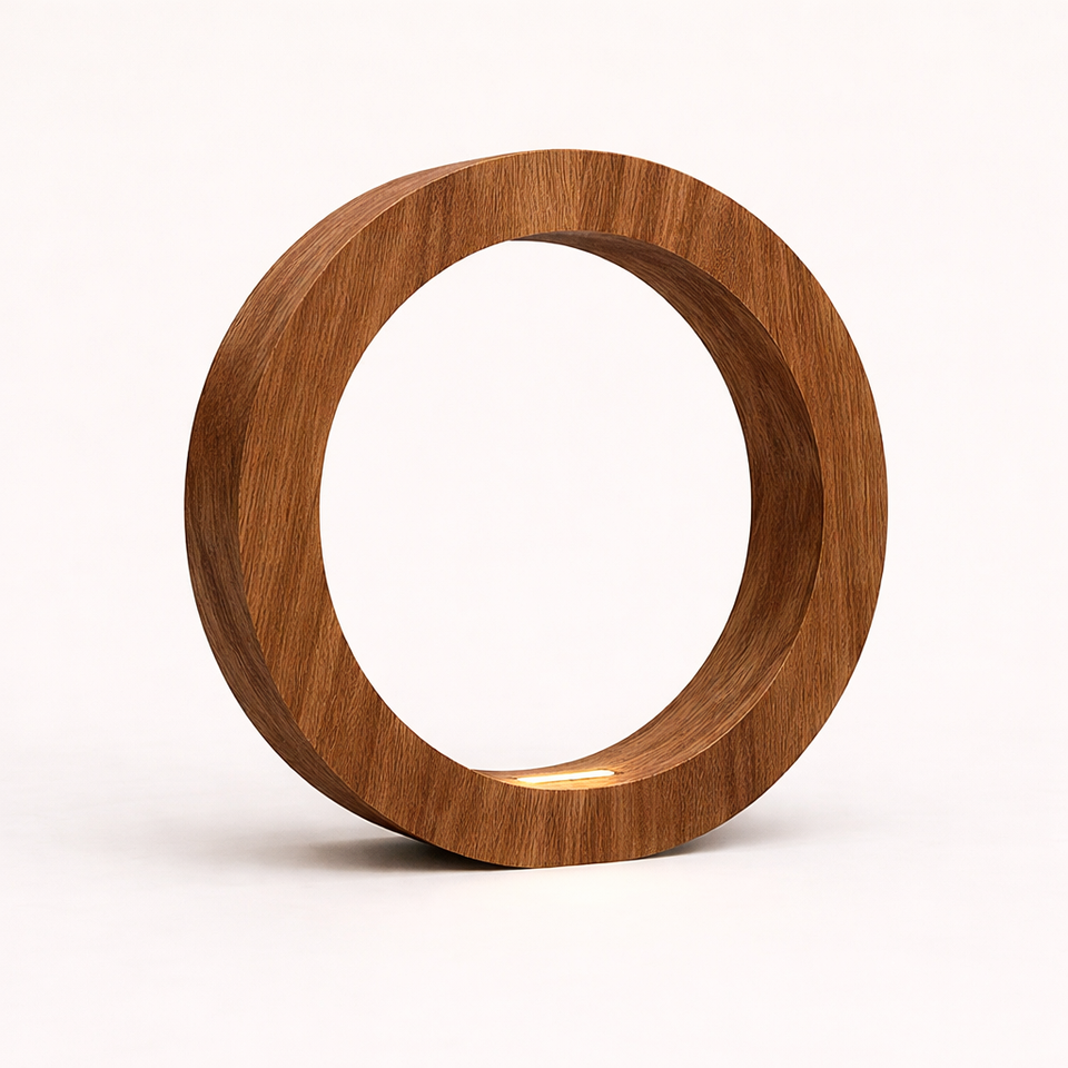 Handcrafted Walnut Rotatable Circle LED Wooden Desk Lamp