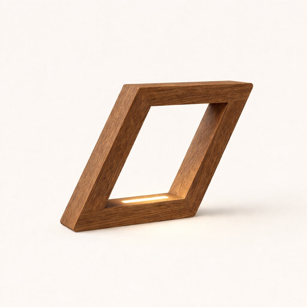 Handcrafted Walnut Rotatable Square Wooden LED Lamp