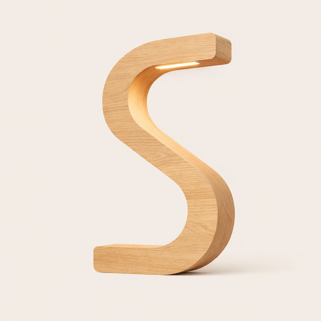 Handcrafted Oak Rotatable S-Shaped LED Wooden Desk Lamp