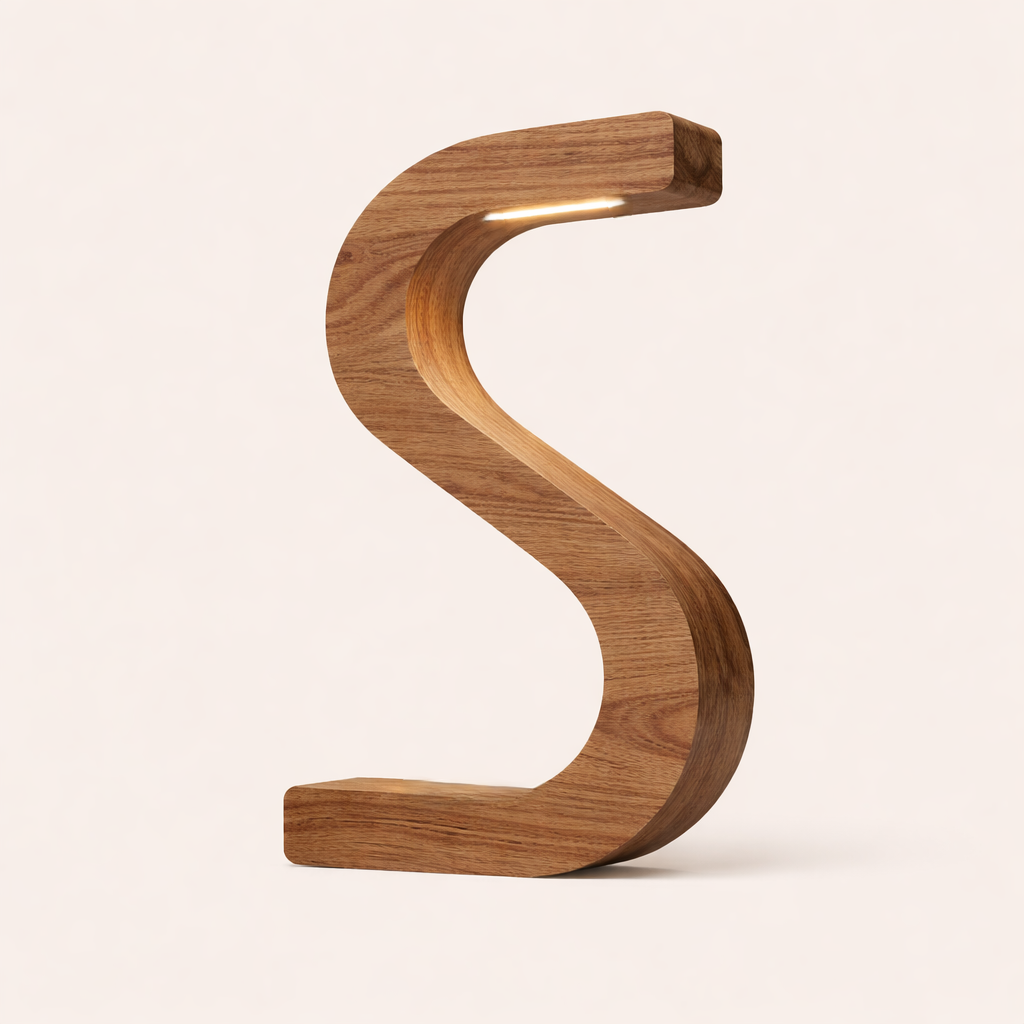Handcrafted Walnut Rotatable S-Shaped LED Wooden Desk Lamp