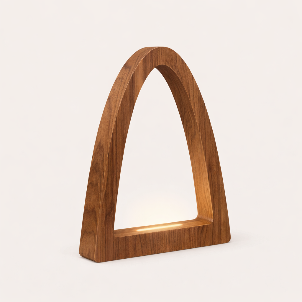 Handcrafted Walnut Arch Curved Wooden Desk Lamp