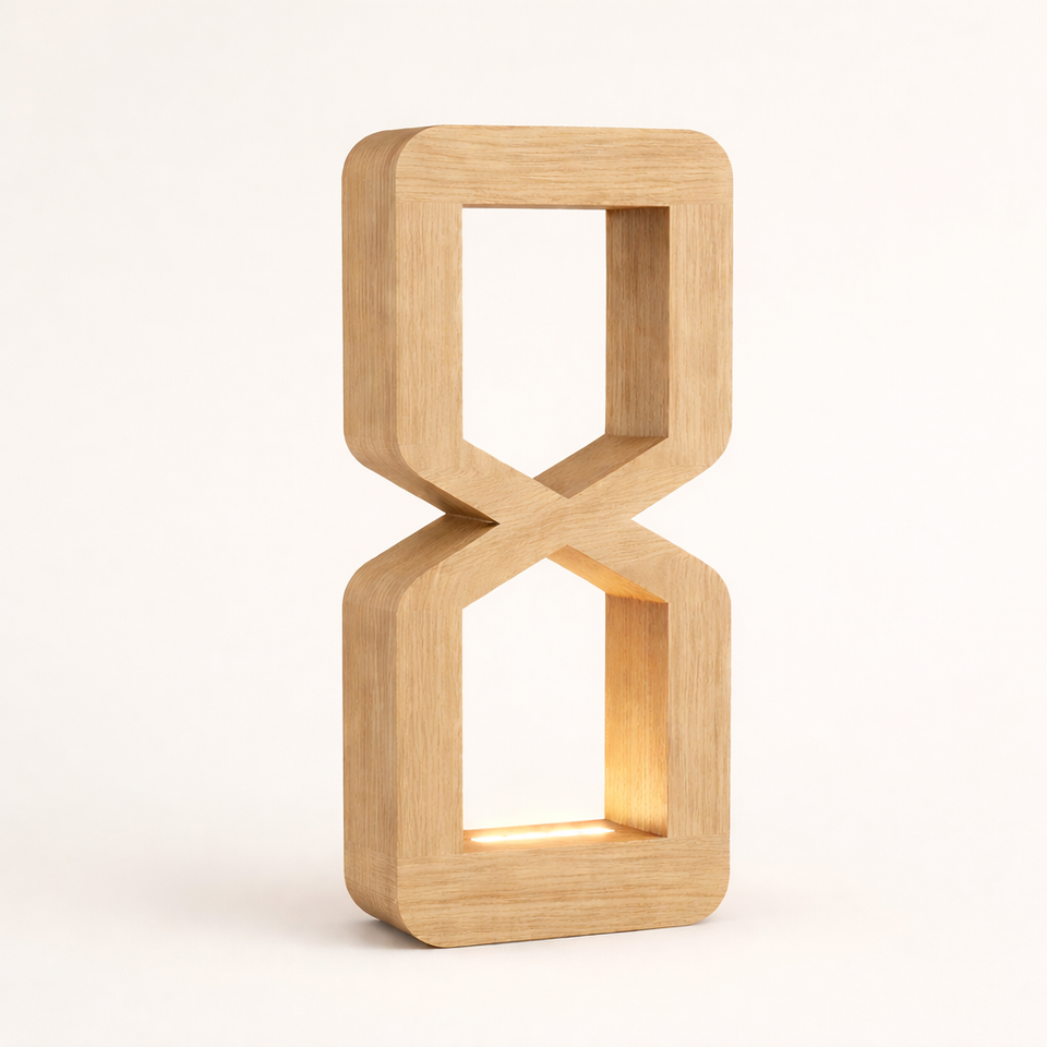 Oak Wooden Rotatable Hourglass Shaped LED Lamp