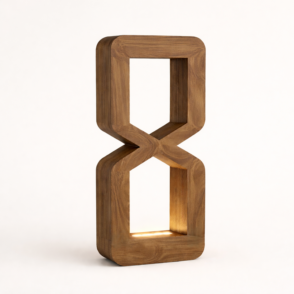 Walnut Handmade Rotatable Hourglass-Shaped LED Lamp