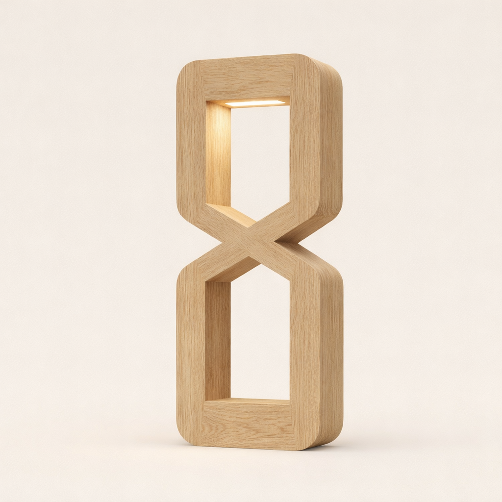 Oak Wooden Rotatable Hourglass Shaped LED Lamp