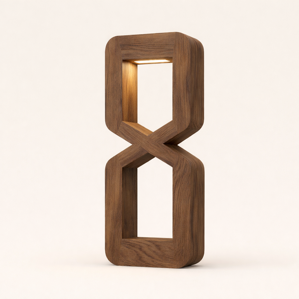 Walnut Handmade Rotatable Hourglass-Shaped LED Lamp