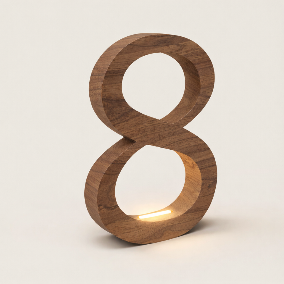 Walnut Handcrafted Rotatable Infinity Shaped LED Lamp