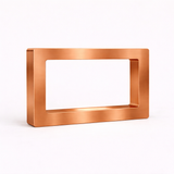 Copper finish rectangular wooden LED table lamp by WOOM, with a visible brushed texture.