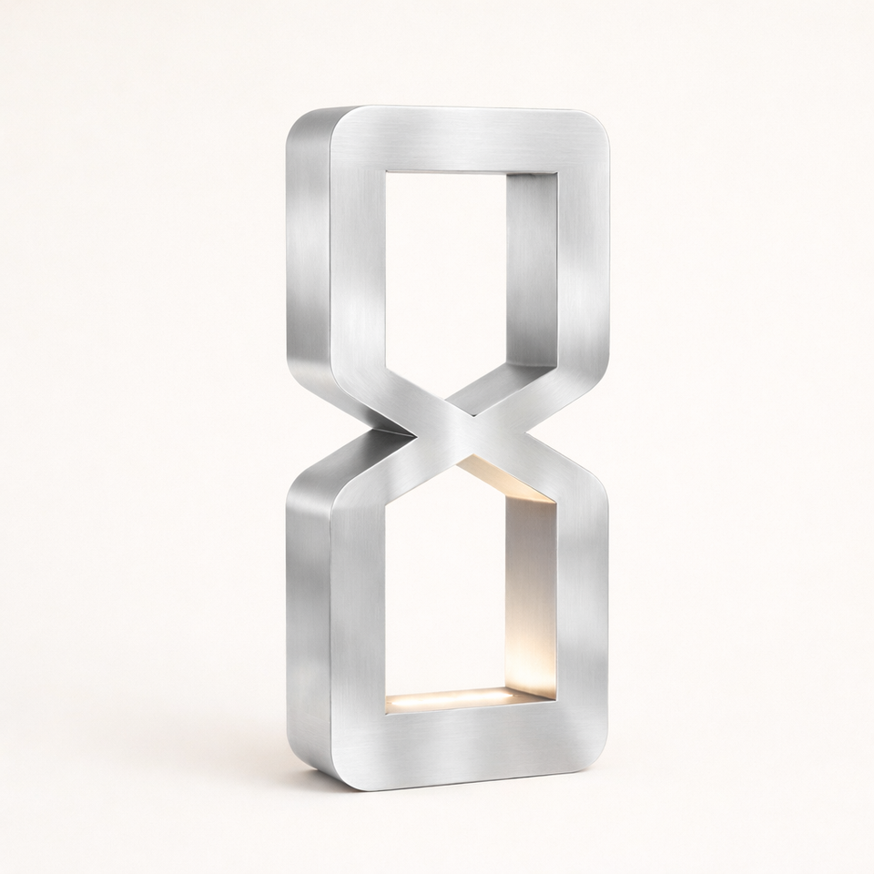 Silver Finish Oak Wooden Rotatable Hourglass Shaped Lamp